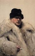 Anders Zorn Self-portrait in a Wolfskin painting